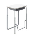 White Height Adjustable Student Desk with Book Box L45713
