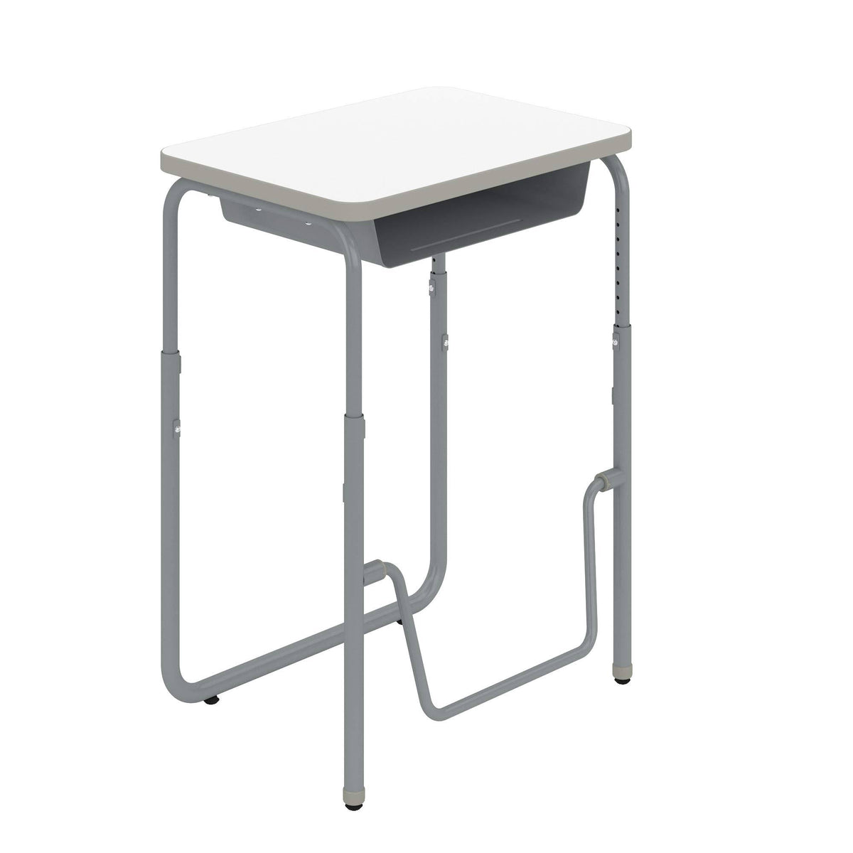 White Height Adjustable Student Desk with Book Box L45713