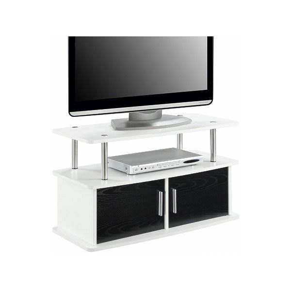 White 2 Door TV Stand with Cabinets G9697