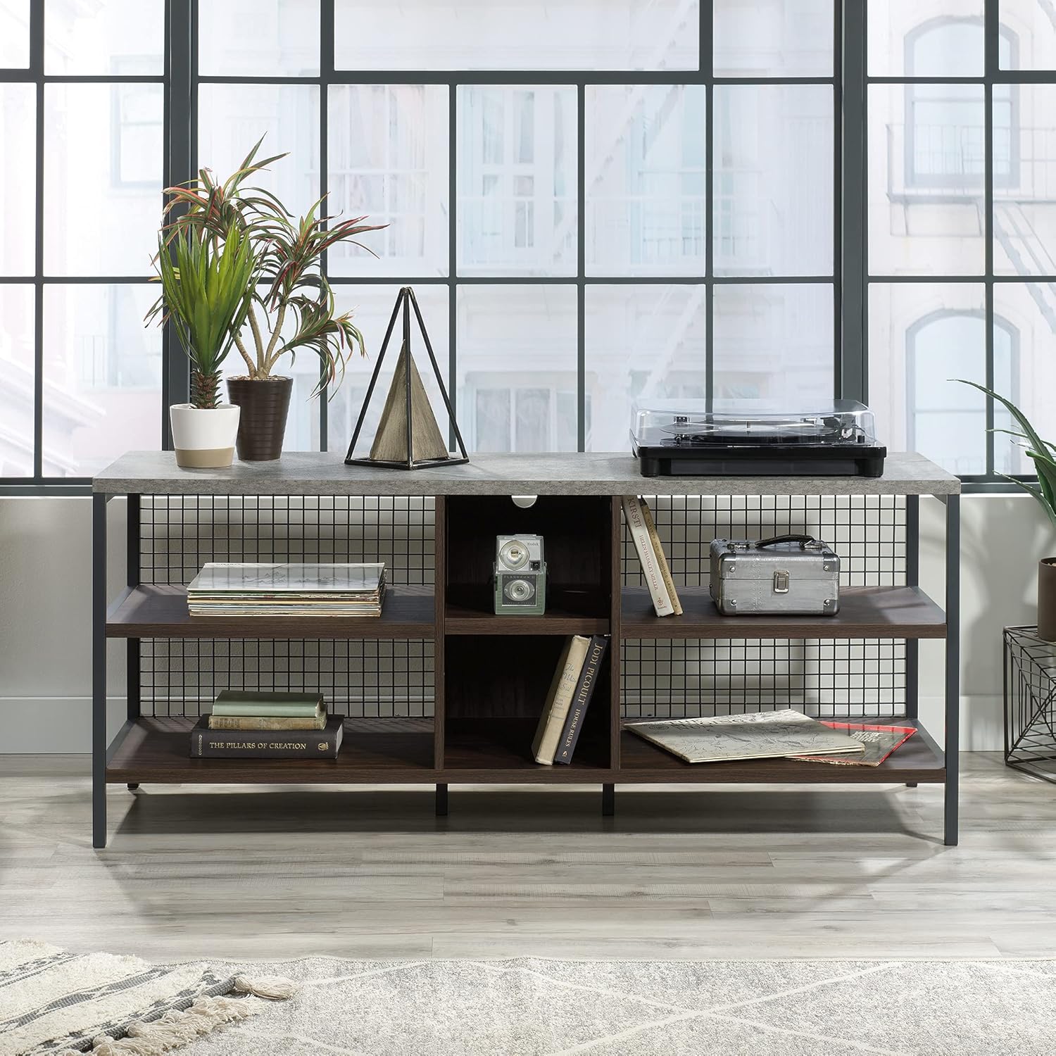 Credenza for TVs up to 60", Rich Walnut Finish W762