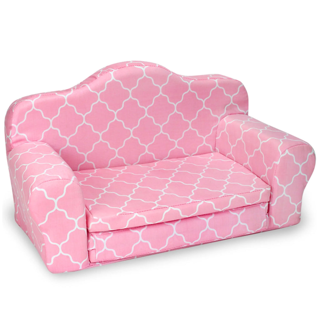 Pink Plush Pull-Out Sofa Bed for Two 18'' Dolls J769