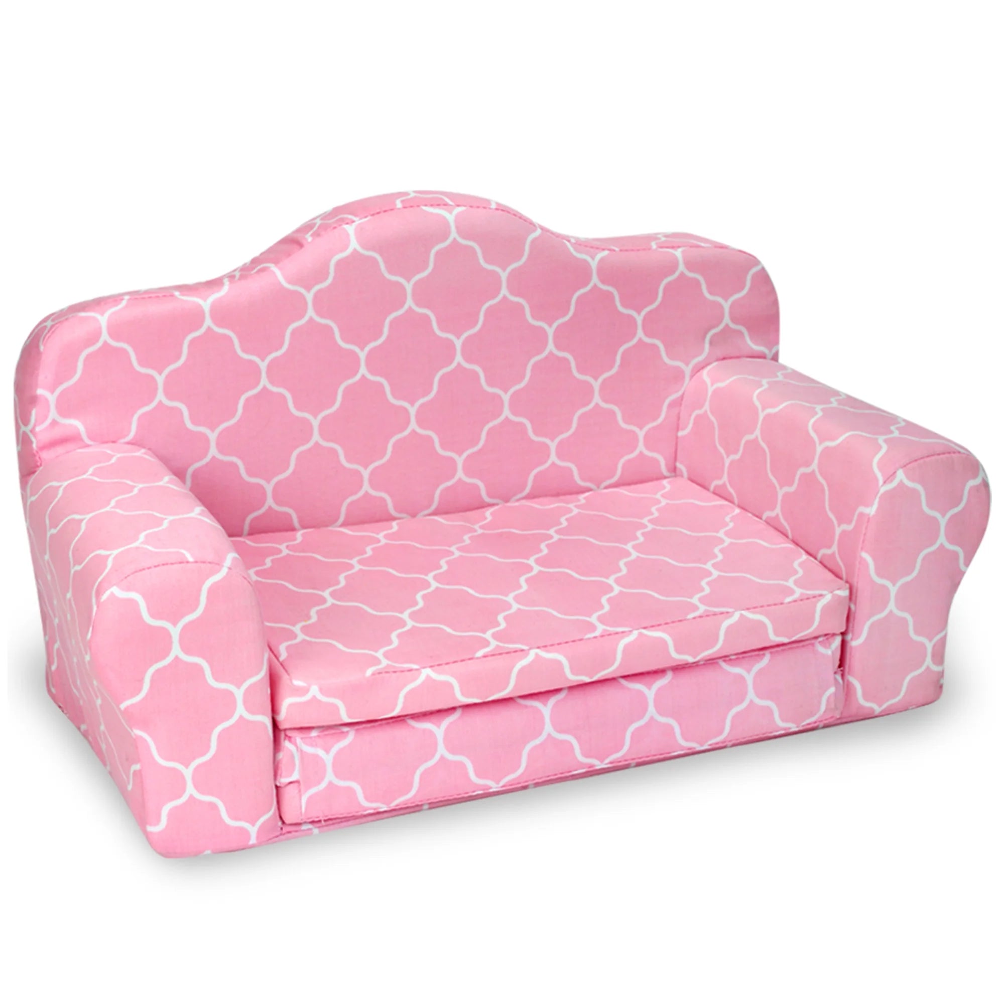 Pink Plush Pull-Out Sofa Bed for Two 18'' Dolls J769