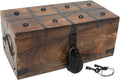 Treasure Chest Wooden Box with Antique Iron Lock and Skeleton Key G76183