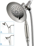 Double Height Positioning Shower Head, Handheld Spray, Metal Bracket Holder, Stainless Steel Flexible Hose (Brushed Nickel) Pack of 2 W85804