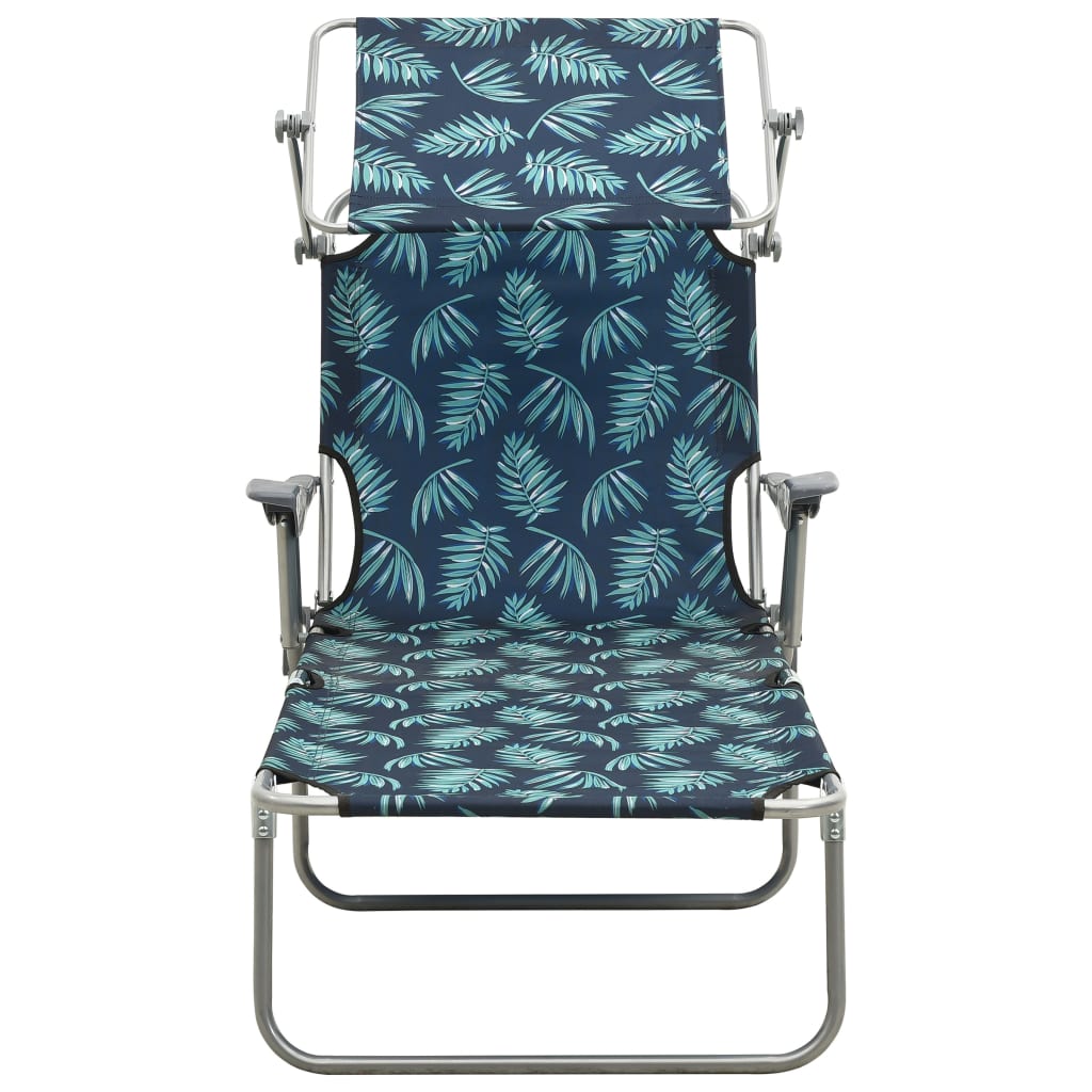 Steel Leaf Print Sun Lounger with Canopy J472388