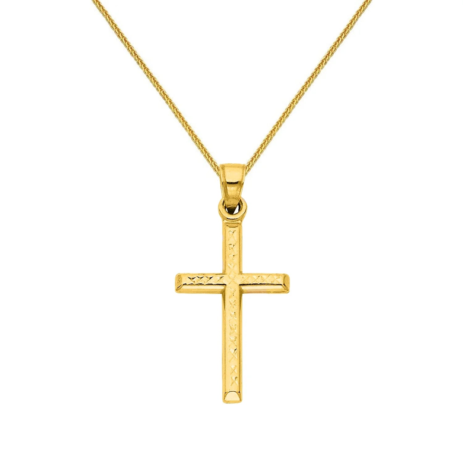 14K Yellow Gold Cross Pendant with Chain Necklace Q2264