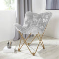 Silver Faux Fur Butterfly Chair A19953