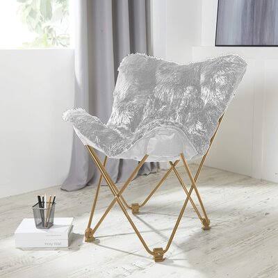 Silver Faux Fur Butterfly Chair A19953