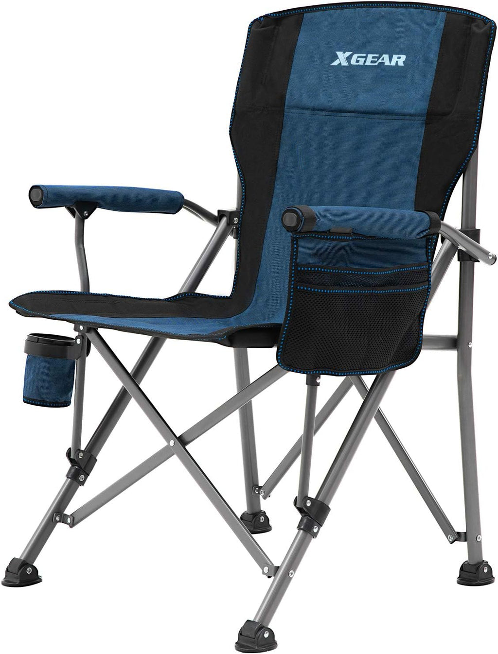 Camping Chair Hard Arm High Back Heavy Duty with Cup Holder (Cool Gray) E35344