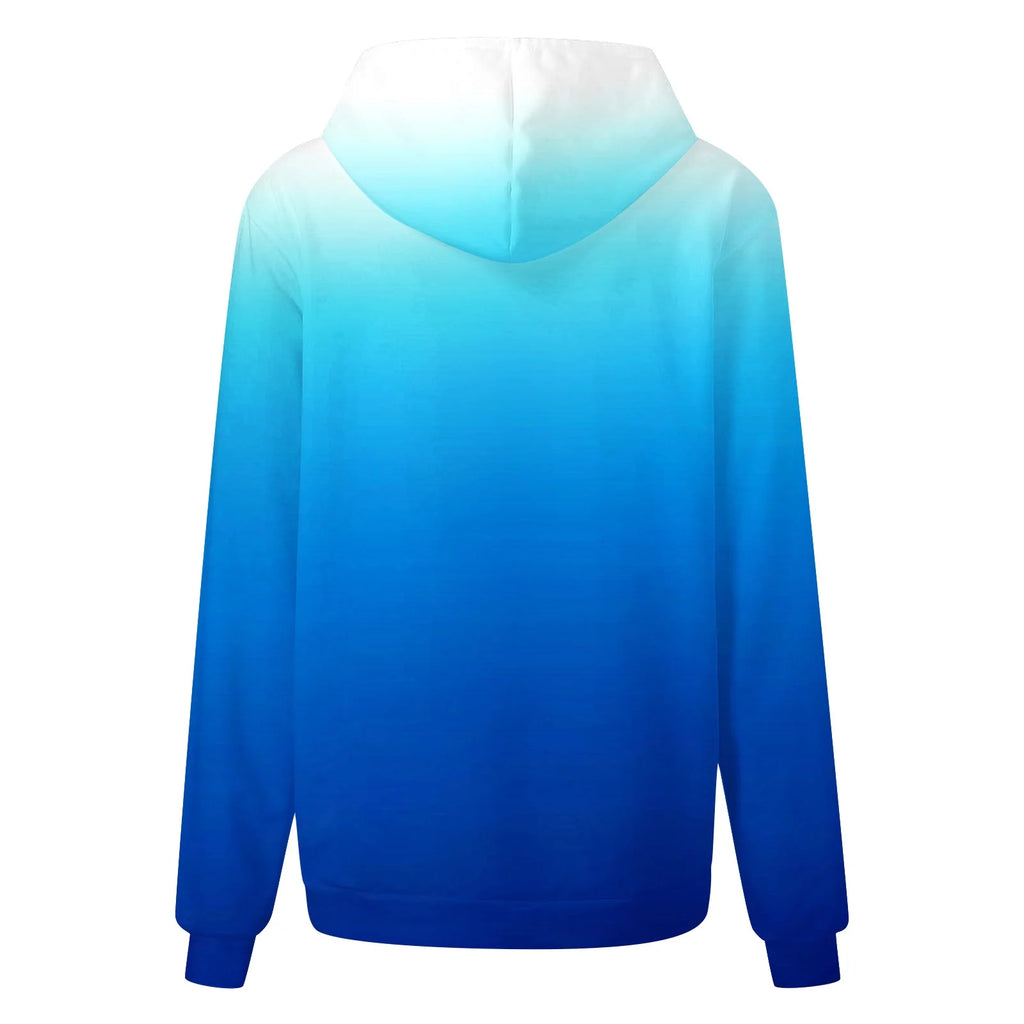 Casual Gradient Printing Long Sleeve Oversize Hooded Pullover Tops W926557