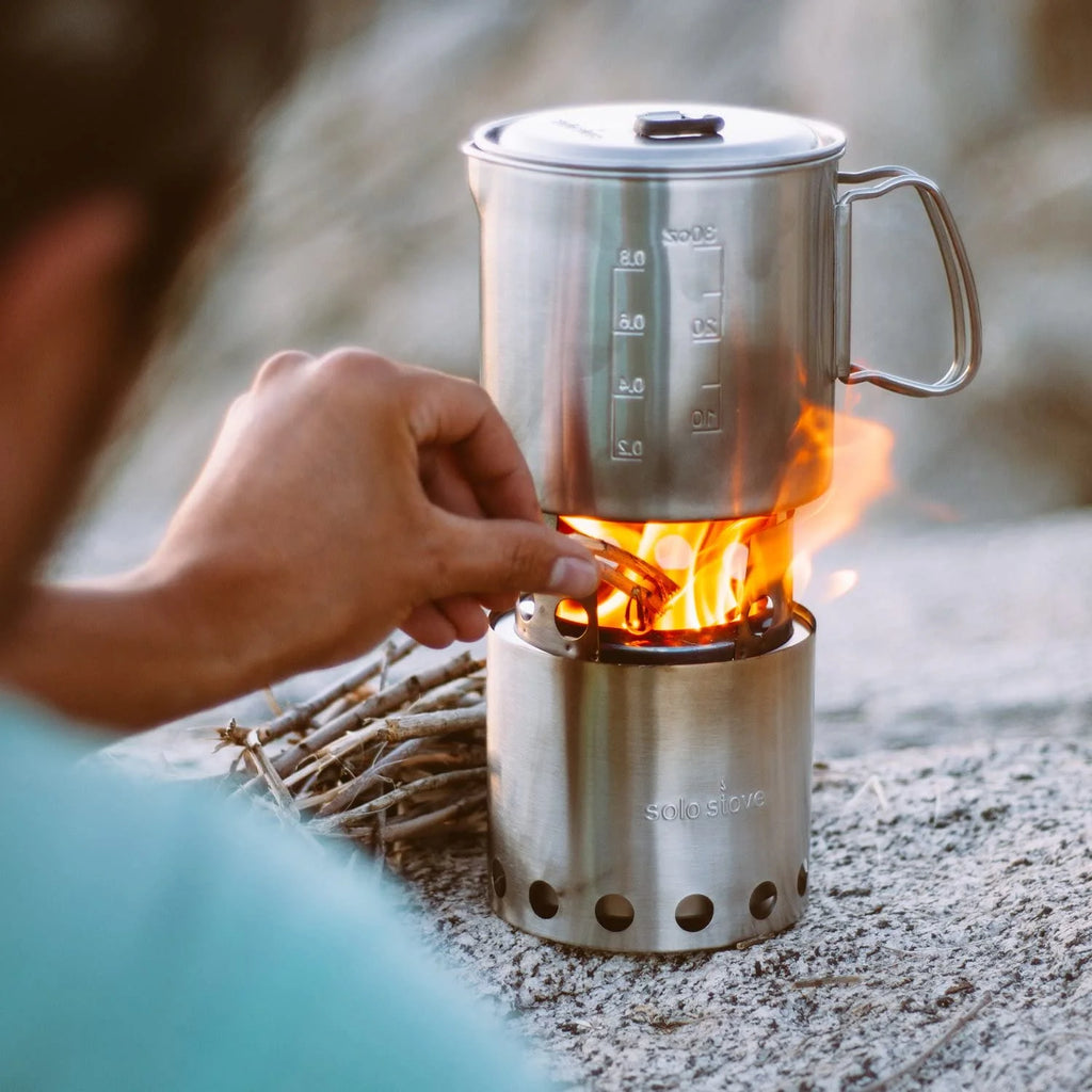 Portable Wood Burning Campstove with 900 ml Pot, 304 Stainless Steel, Compact J4761