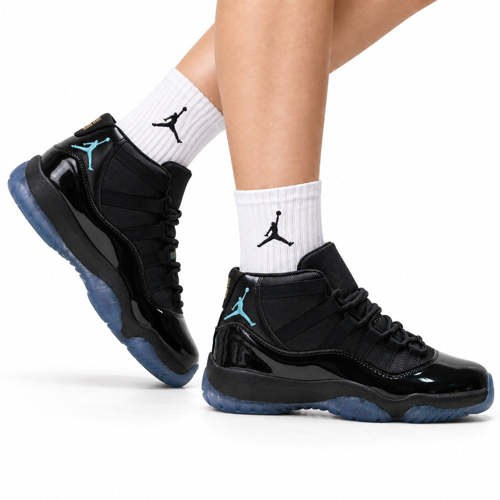 Air Jordan 11 Retro Black and Aqua Unisex Sneakers Style 13