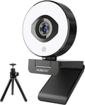 FHD 1080p 60fps Webcam with Ring Light, 75° FOV, Dual Microphones, External Tripod C623