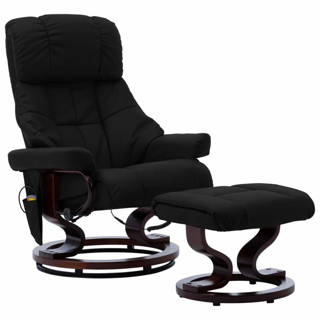 Black Faux Leather Massage Recliner with Ottoman G110216