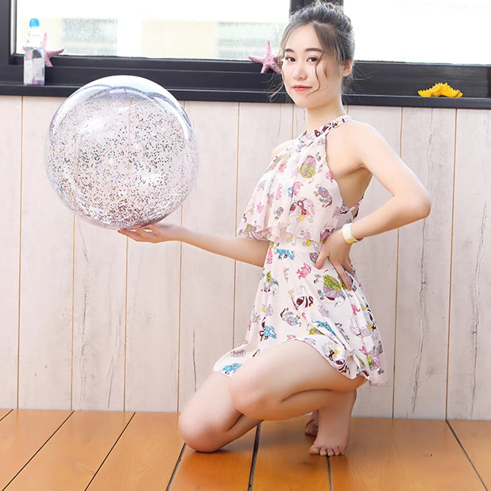 4pcs Glitter Sequin PVC Inflatable Beach Balls with Pumps K8869