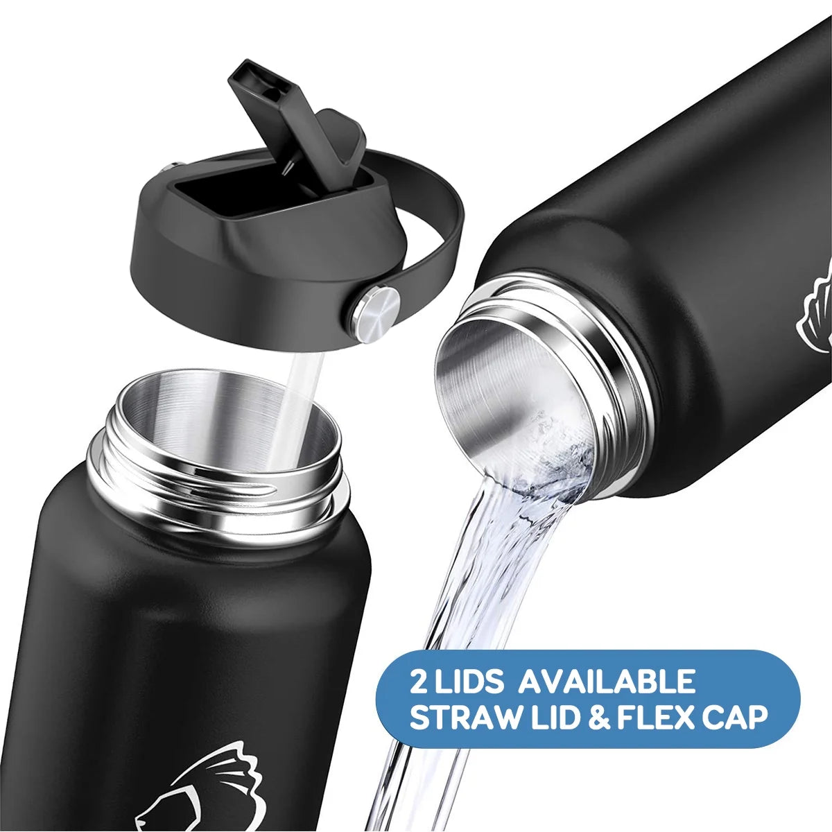 32oz Insulated Stainless Steel Water Bottle with Straw Lid and Flex Cap O707