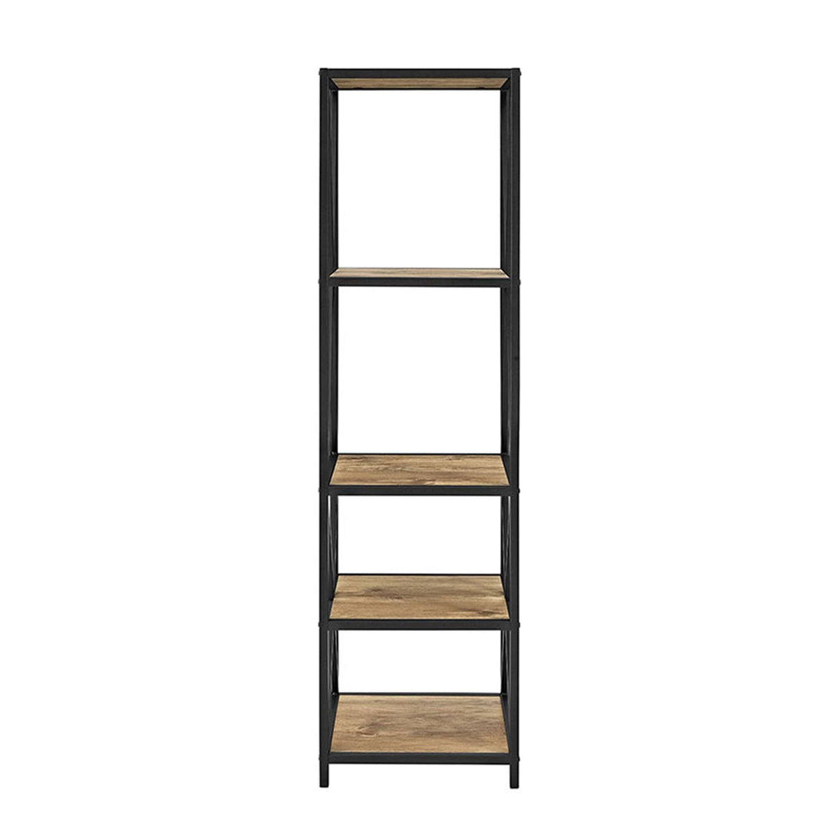 Tall X-Frame Metal and Wood Media Bookshelf A54883