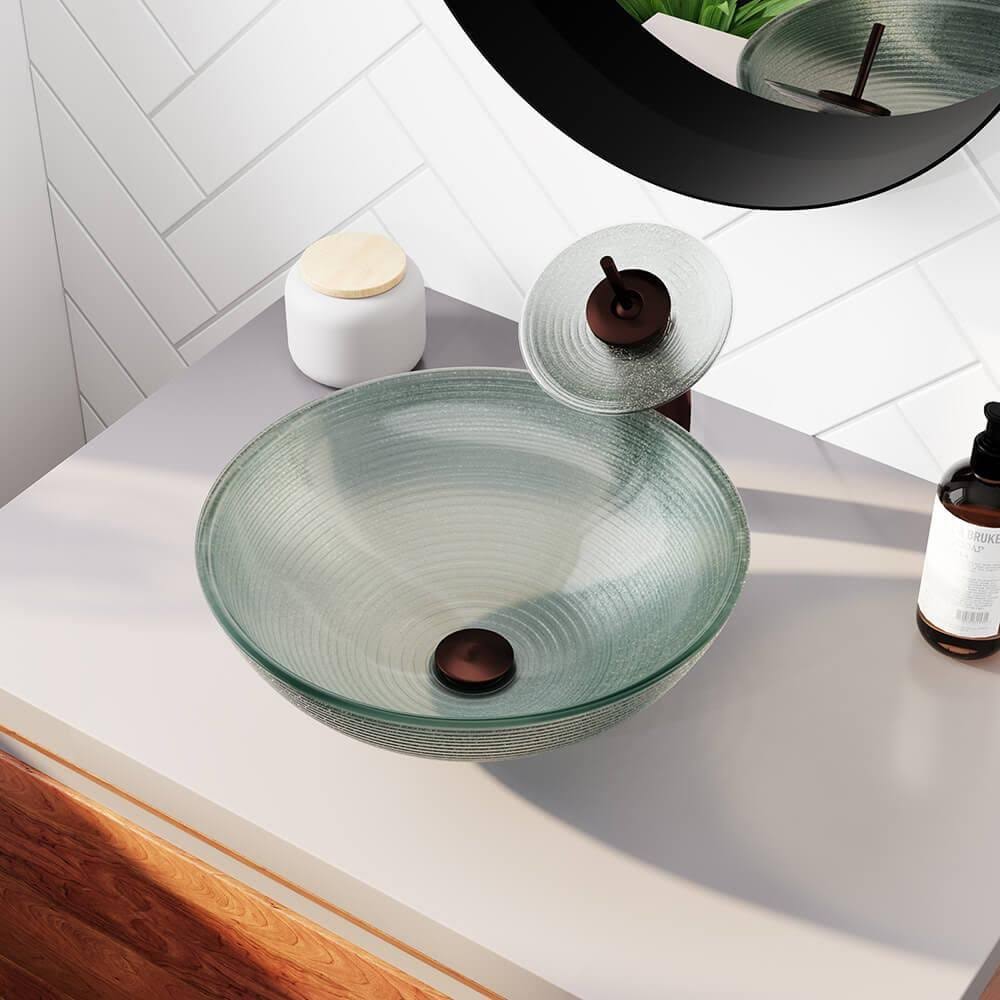 Oil Rubbed Bronze Bathroom Waterfall Faucet Ensemble D867920