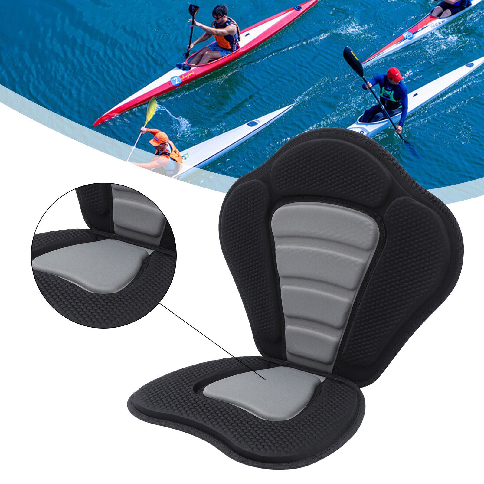 Adjustable Padded Kayak Seat with Back Support Storage Bag M376