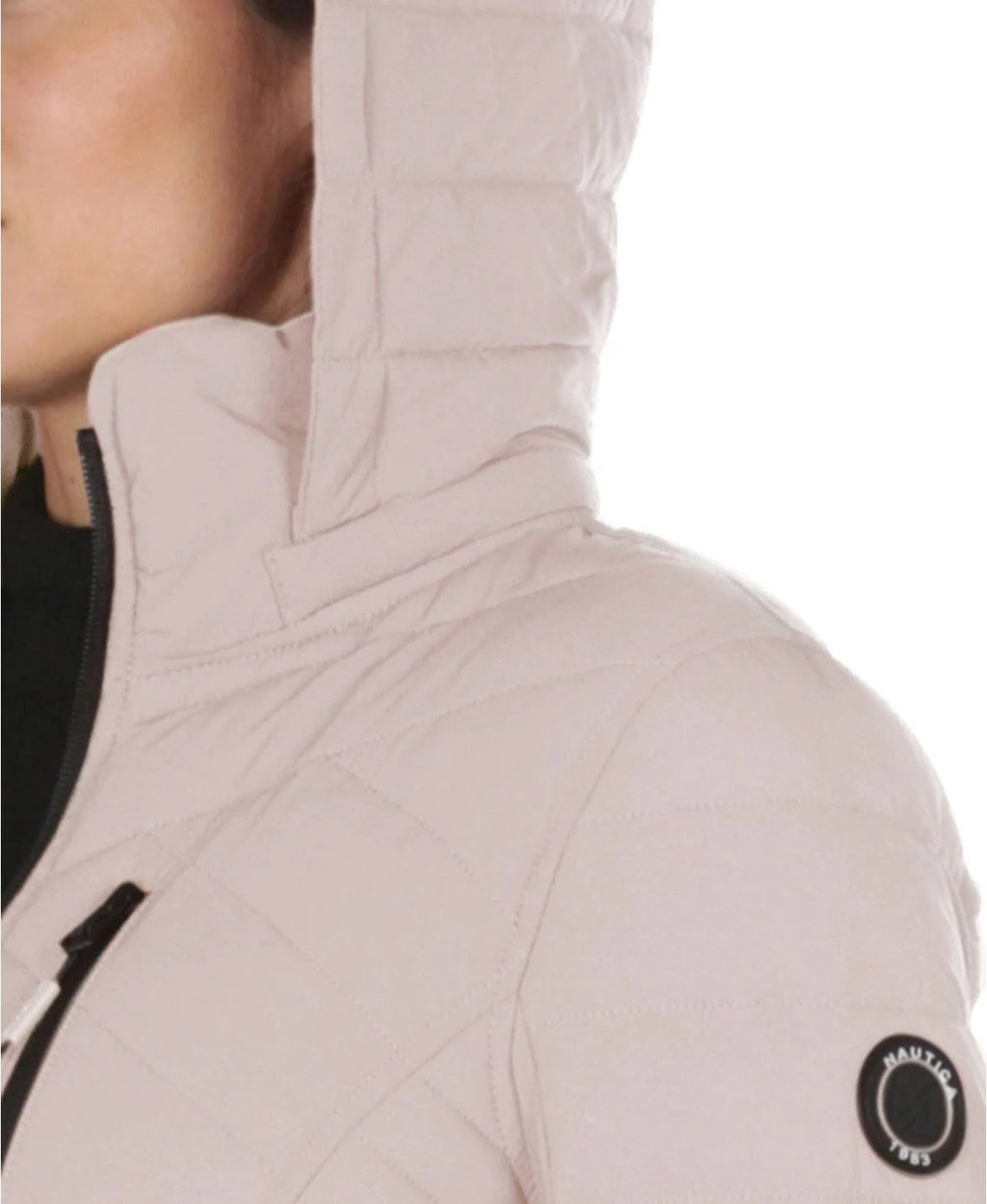 Rose Smoke Pink Hooded Polyester Puffer Coat E994515