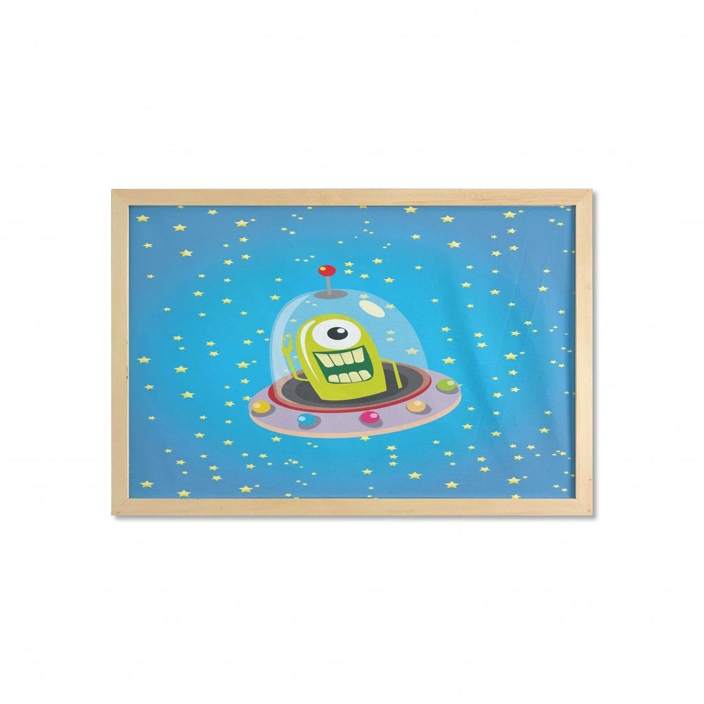Multicolor Printed Fabric Space Wall Art with Frame, 35" x 23" D5391