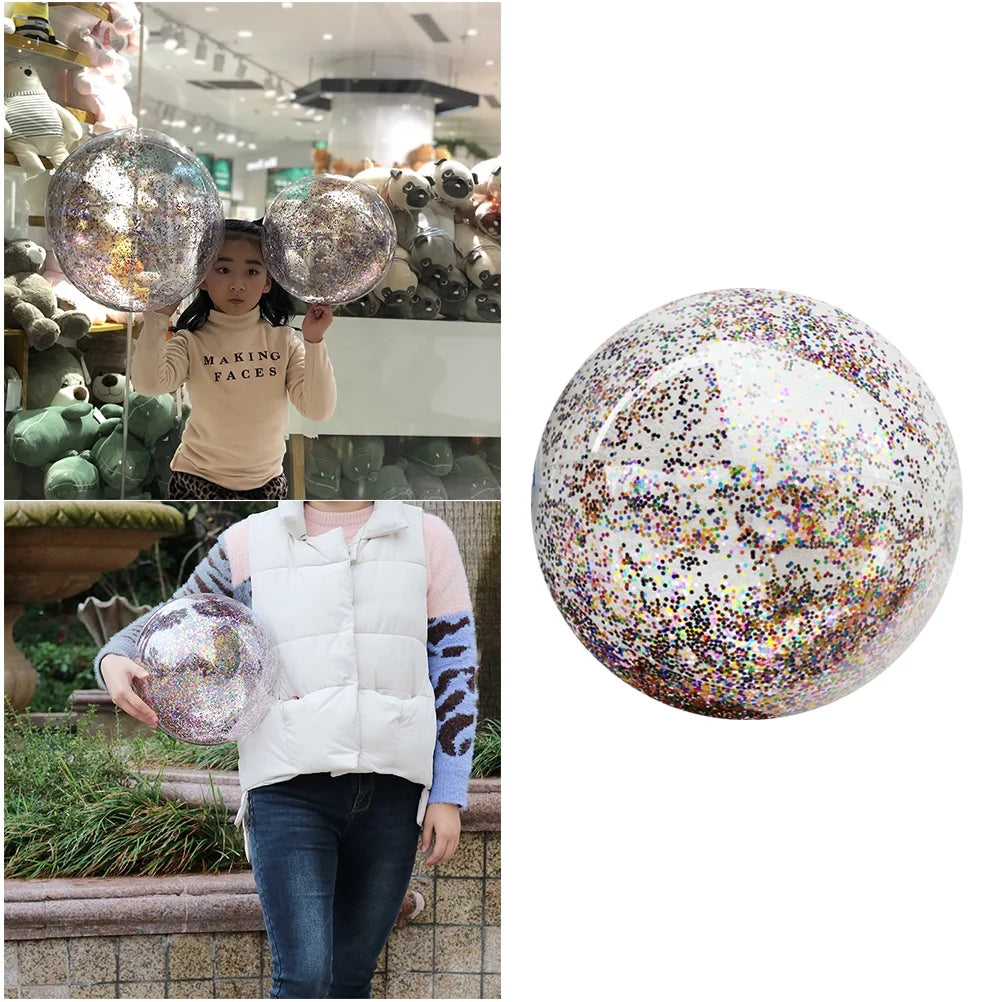 4pcs Glitter Sequin PVC Inflatable Beach Balls with Pumps K8869