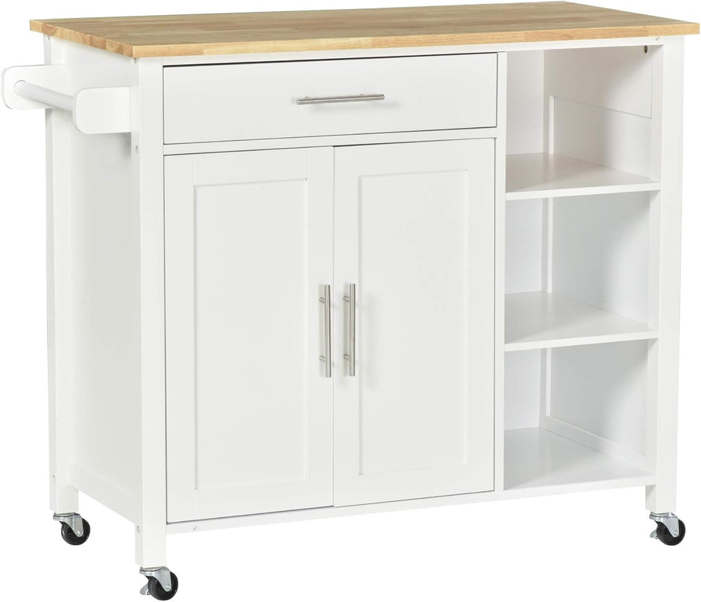 Grey Wooden Rolling Kitchen Storage Island with Drawer J5314