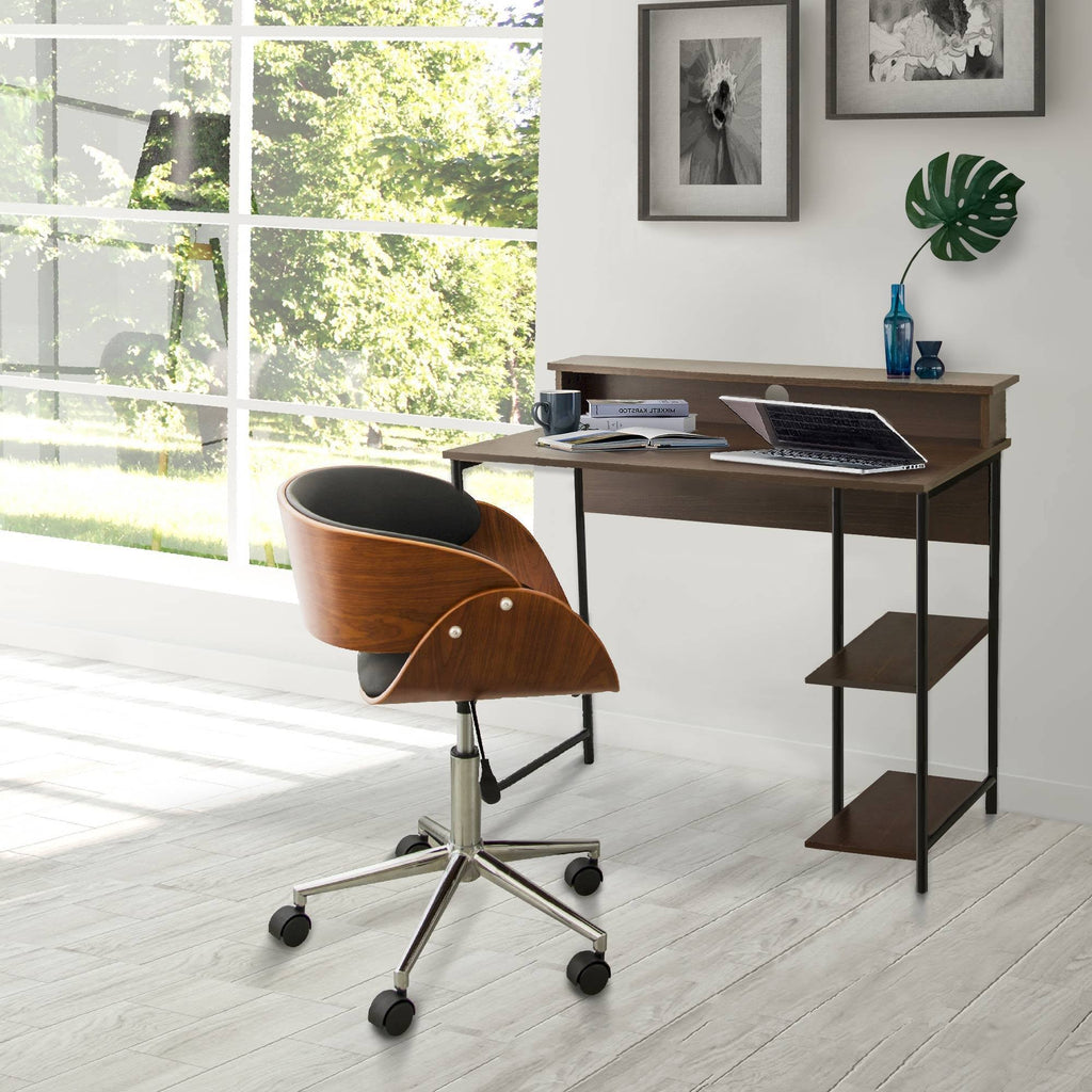 Brown/Black Desk with Shelves F3367