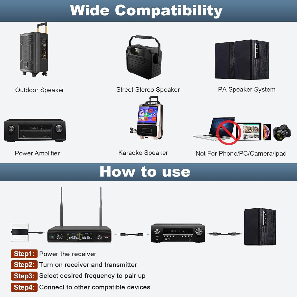 UHF Wireless Microphone System with 30 Adjustable Frequencies H41283