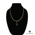 14k Bonded Gold Necklace with Red Rose Pendant, 14K Figaro Chain Necklace G607133