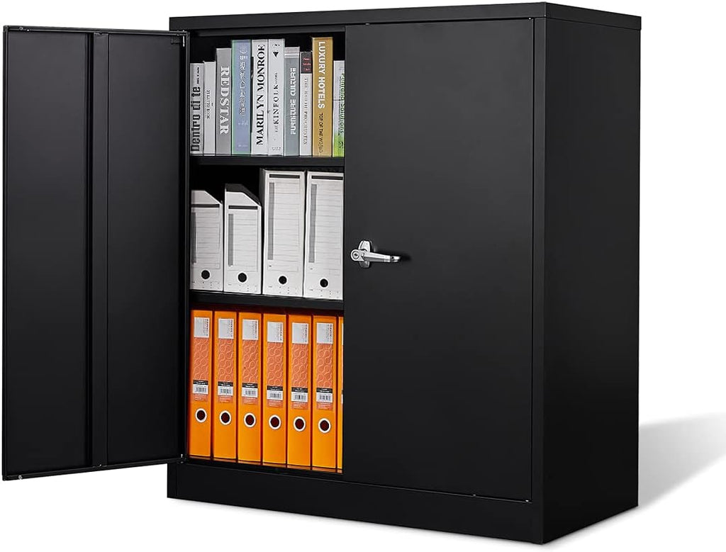 Metal Storage Cabinet with 2 Locking Doors and 2 Adjustable Shelves I508
