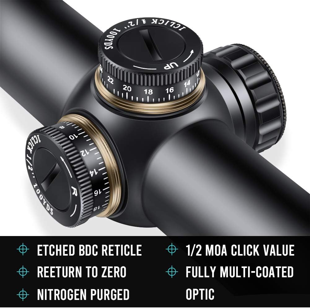 1-6X24 Riflescope Waterproof Red Green Illuminated Crosshair Scope K428053