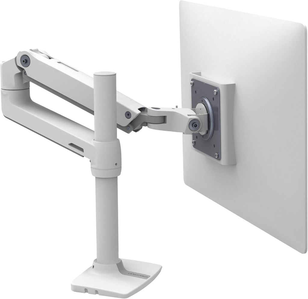 White Tall Pole Single Monitor Arm Desk Mount I9230