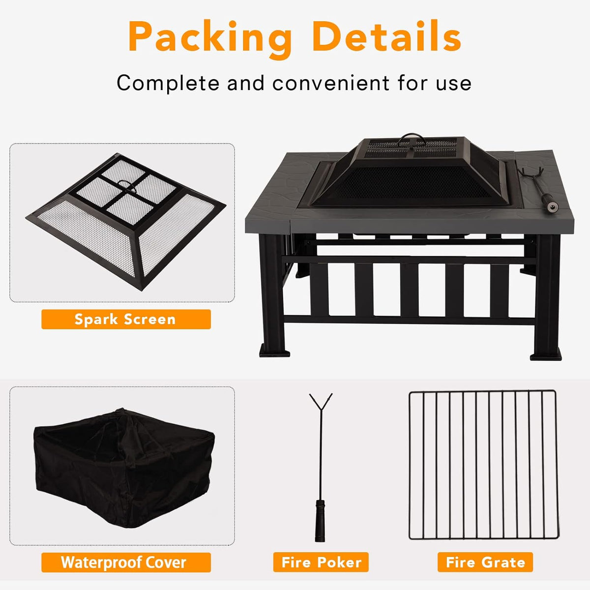 34 Square Metal Fire Pit Table I9659