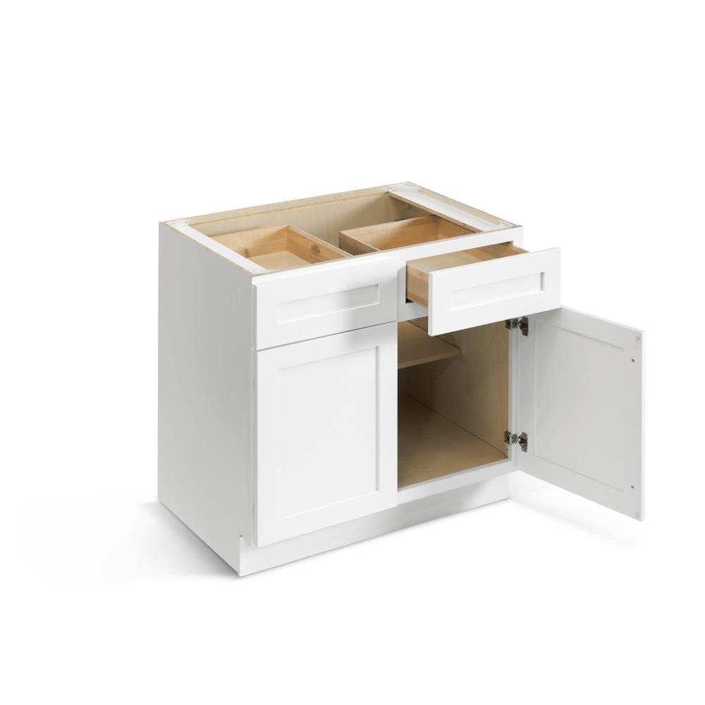 36-in W x 34.5-in H x 24-in D Pure White Birch Base Stock Cabinet A47879