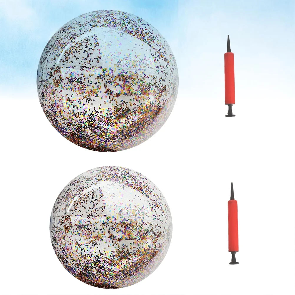 4pcs Glitter Sequin PVC Inflatable Beach Balls with Pumps K8869