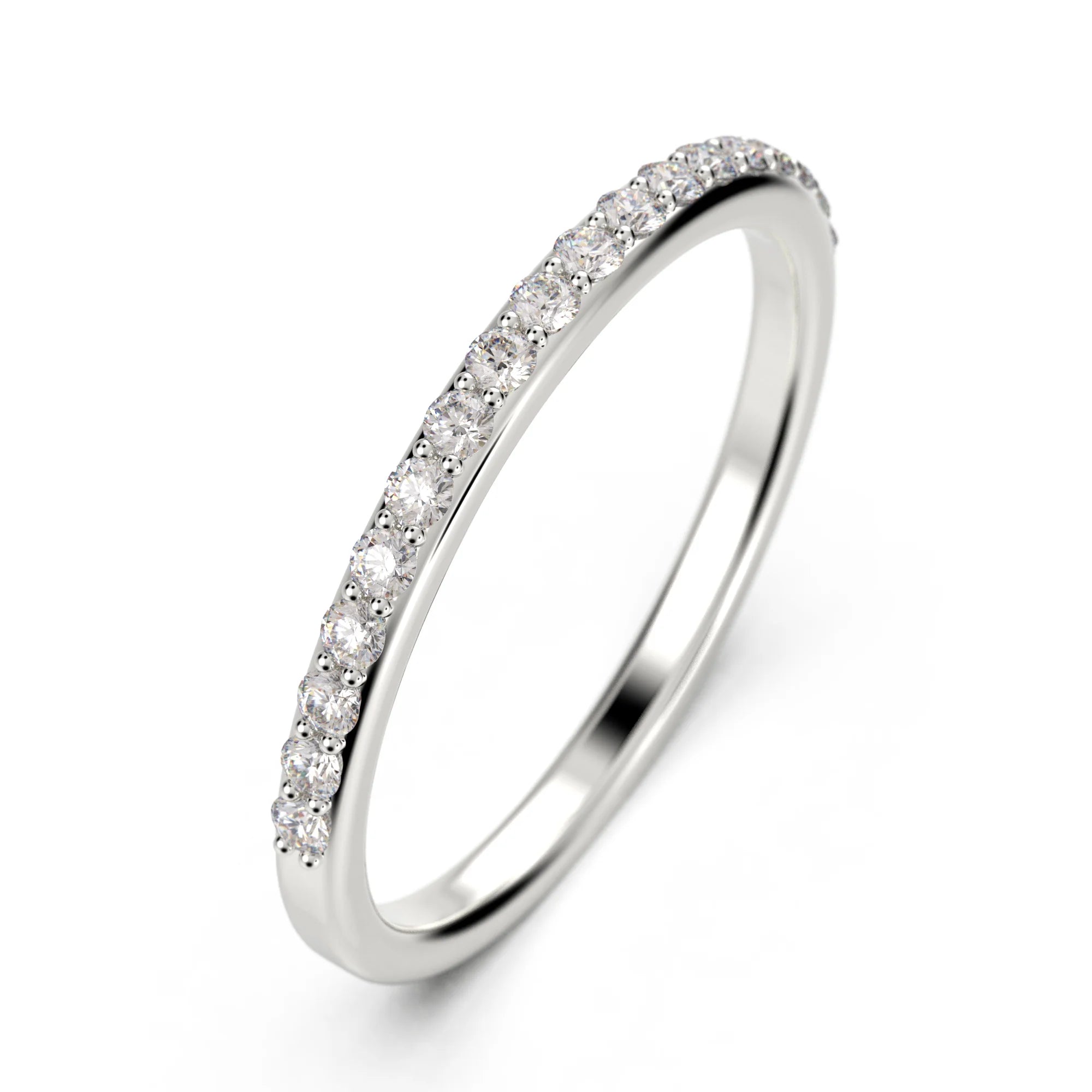 10k White Gold diamond moissanite wedding band K1435