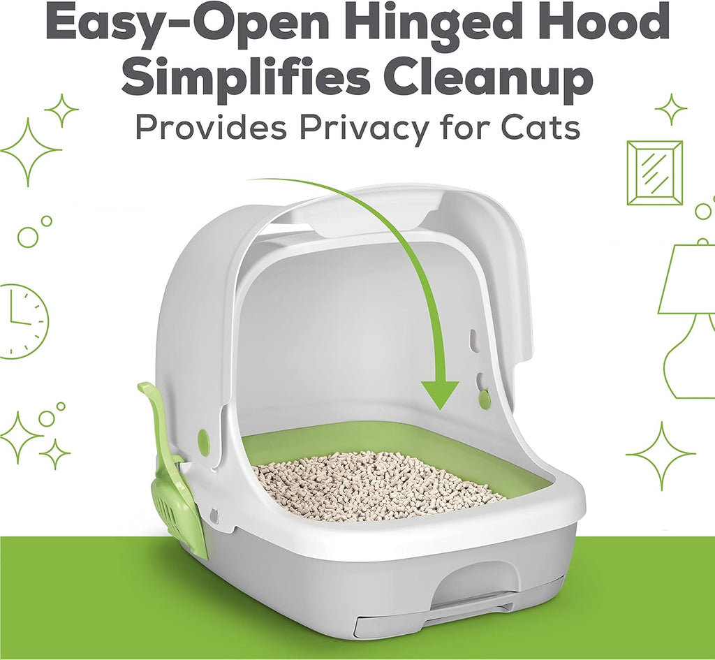 Hooded Cat Litter Box System Starter Kit with Pads & Pellets Pack of 2 D298994