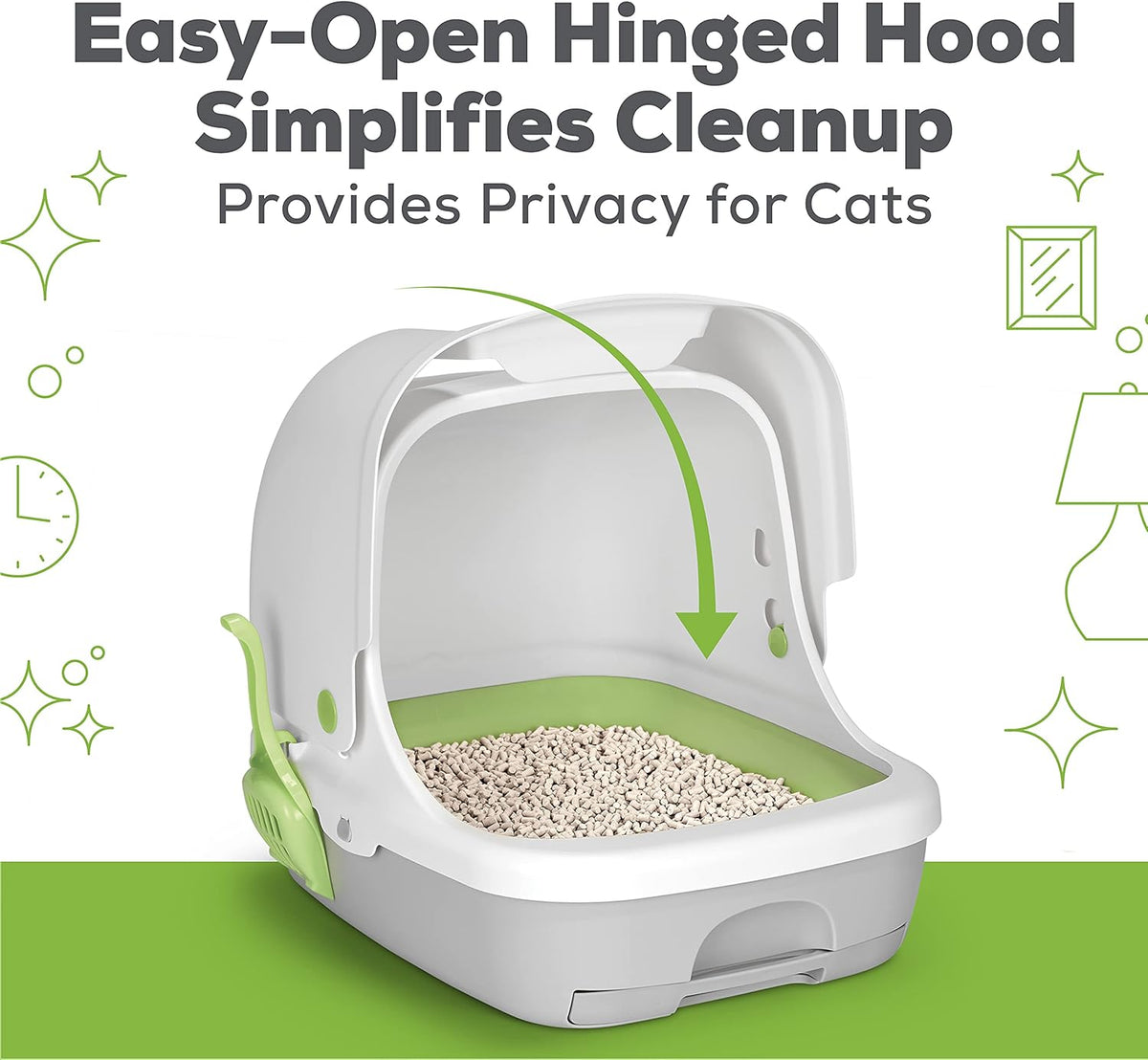 Hooded Cat Litter Box System Starter Kit with Pads & Pellets Pack of 2 D298994