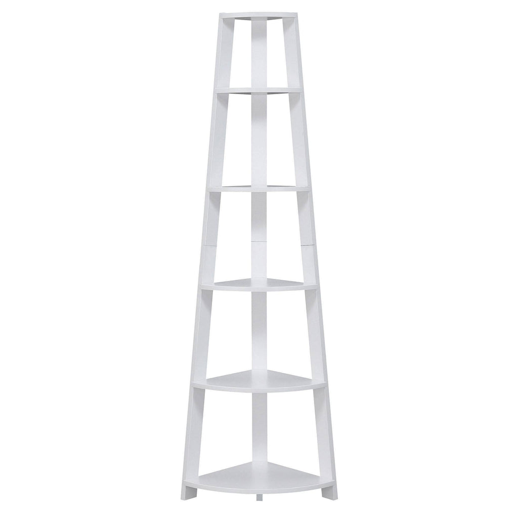 White 5 Tier Corner Bookcase N389