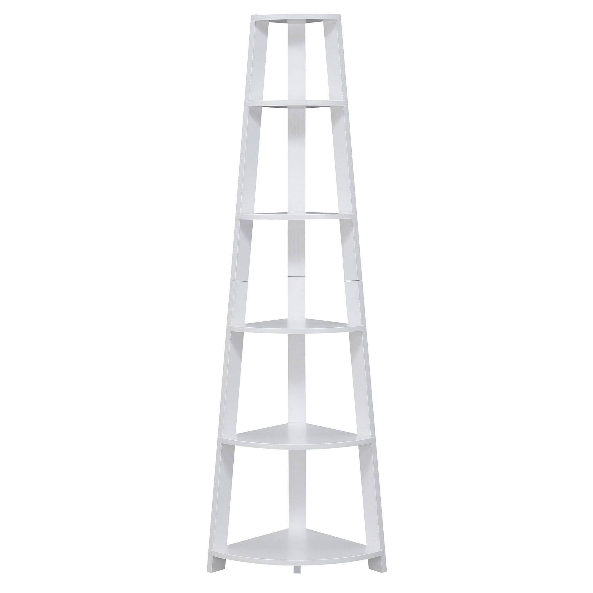 White 5 Tier Corner Bookcase N389
