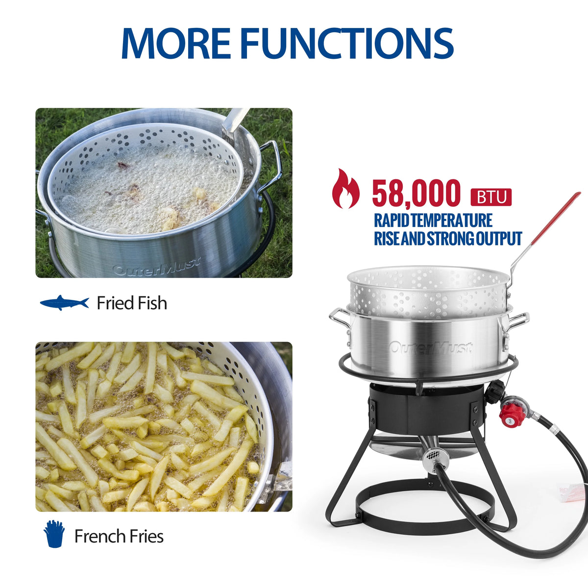 11 Qt. Aluminum Outdoor Deep Fry Pot with Basket and Thermometer V9103