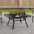 38 Inch Wood Burning Fire Pit with Adjustable Grill Grate and Fire Poker Z620