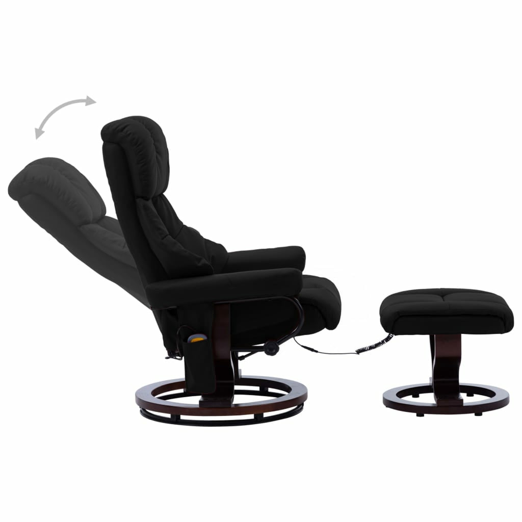 Black Faux Leather Massage Recliner with Ottoman G110216