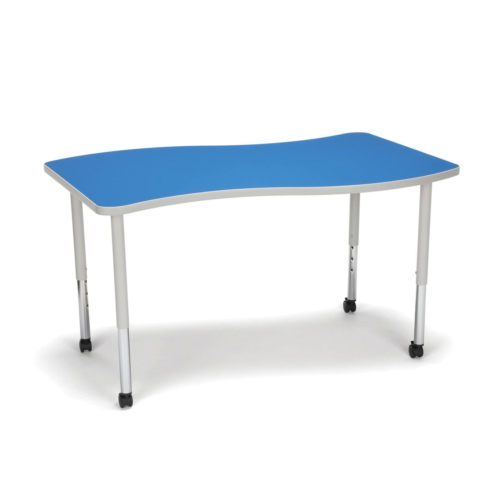 Blue Adjustable Desk with Casters U544620