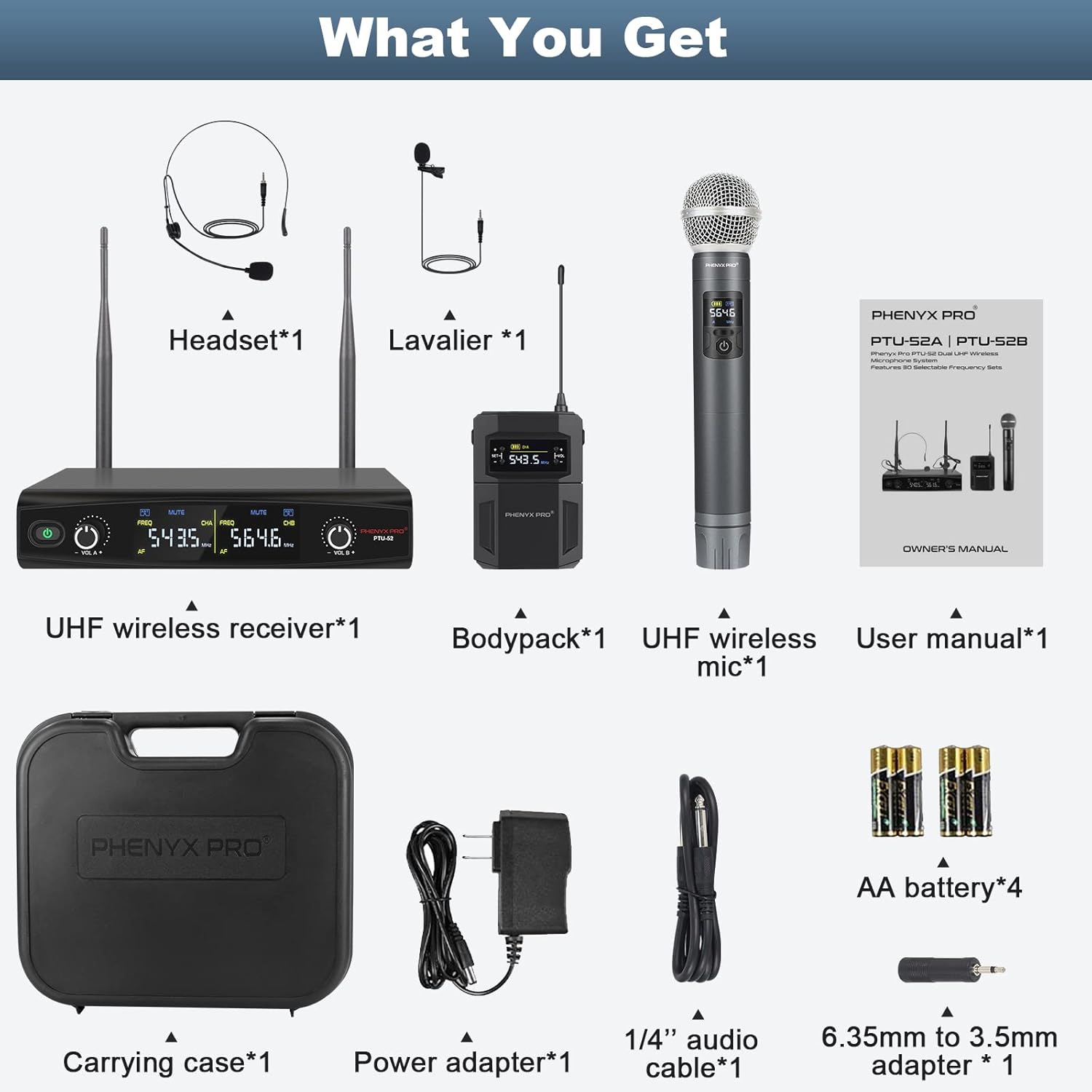 UHF Wireless Microphone System with 30 Adjustable Frequencies H41283