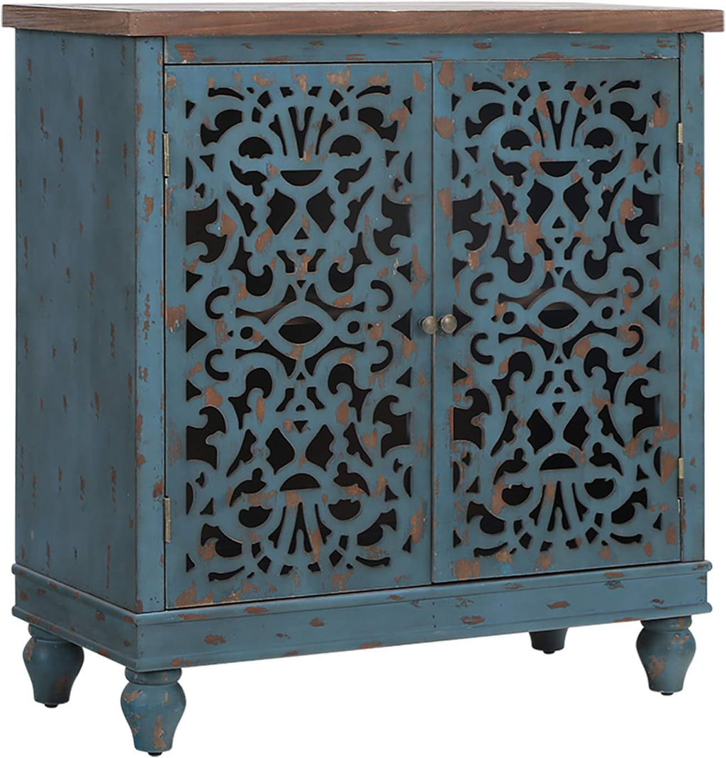 Blue Storage Cabinet with 2 Doors W7890