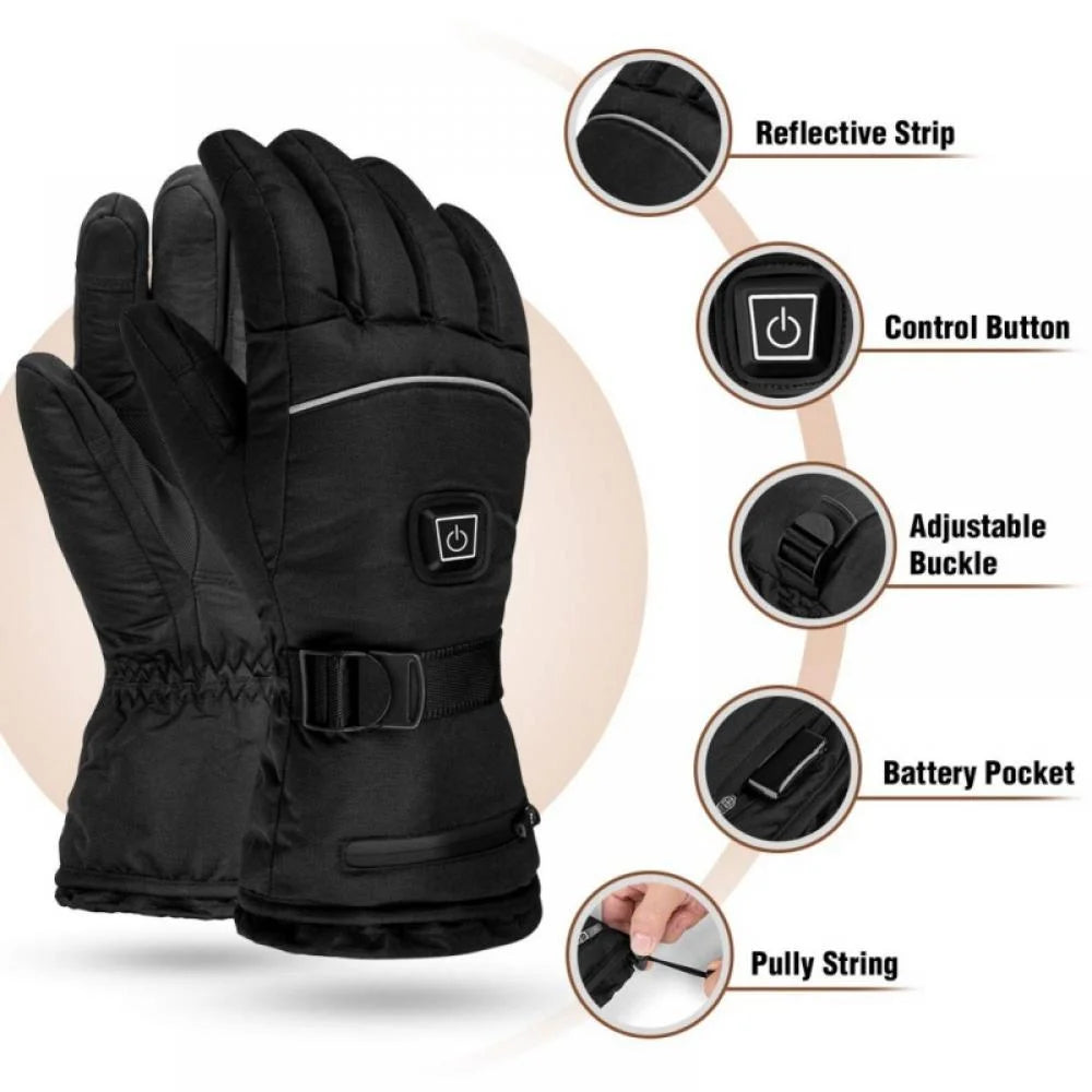 Electric Battery Heated Gloves, Waterproof Touchscreen, 3 Heating Mode Winter Warm Gloves V345