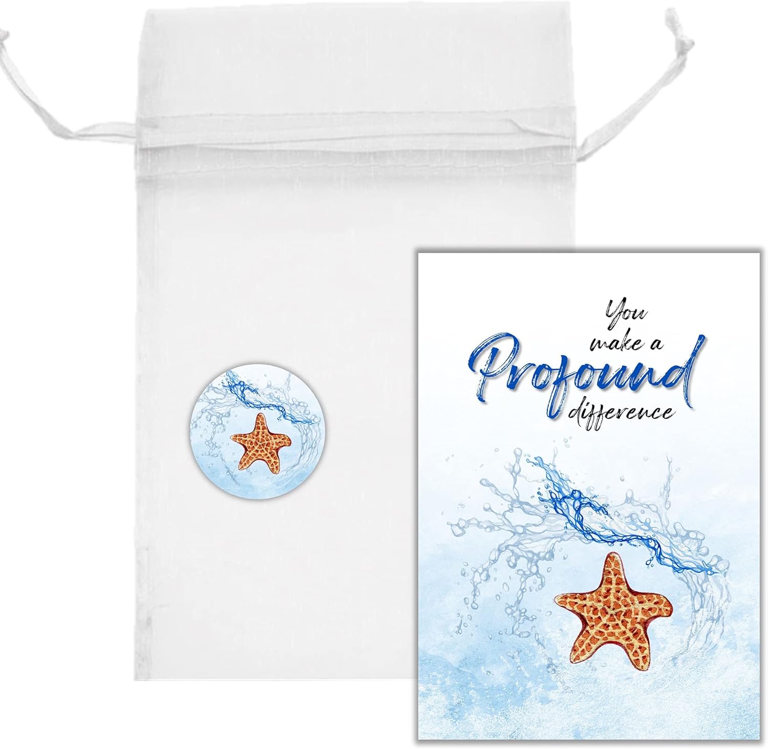 Starfish Story Cards with Matching Starfish Gifts, Pull-String Bags and Blue Splash Starfish - 90 Pieces W306895
