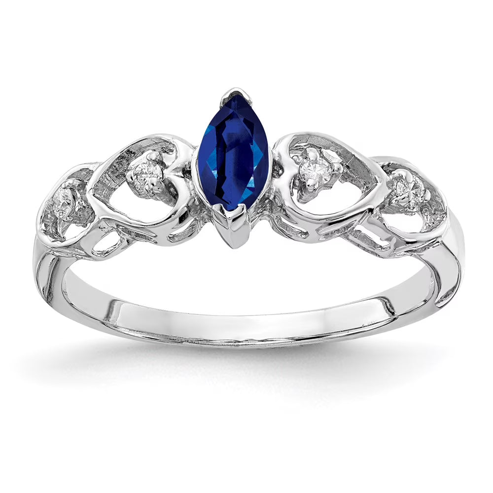14 Karat White Gold Marquise Sapphire and Diamond Ring Q72229
